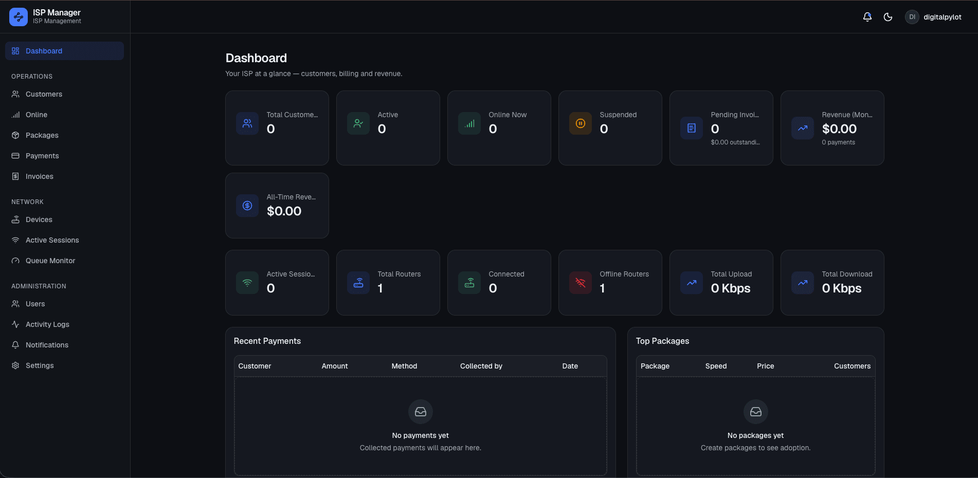 ISP SaaS Platform dashboard preview